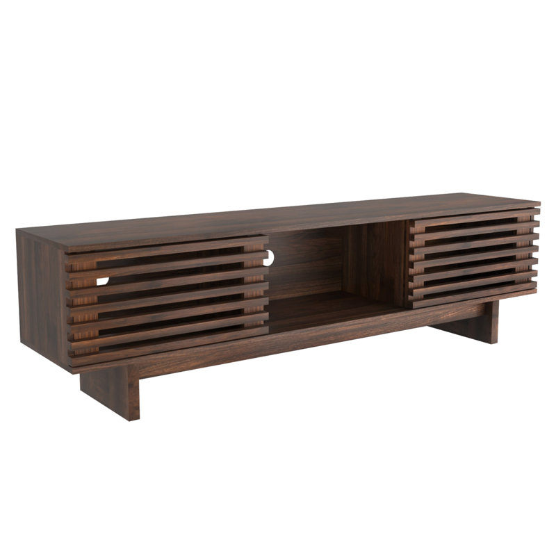55" Mid-Century Modern TV Stand for Living Room - Low Profile Media Console Table with Open Storage, Entertainment Center for TV up to 65 inch, Engineered Wood, Walnut
