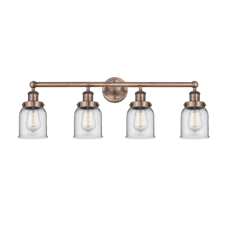 Éclairage pour meuble-lavabo à 4 lumières à intensité variable Asheton, Transparent, Cuivre antique