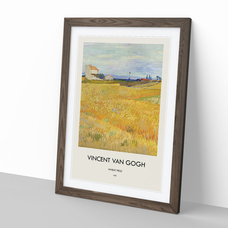 Wheat Field by Vincent Van Gogh - Picture Frame Art Prints, 36cm H x 27cm W x 2cm D, Walnut Framed