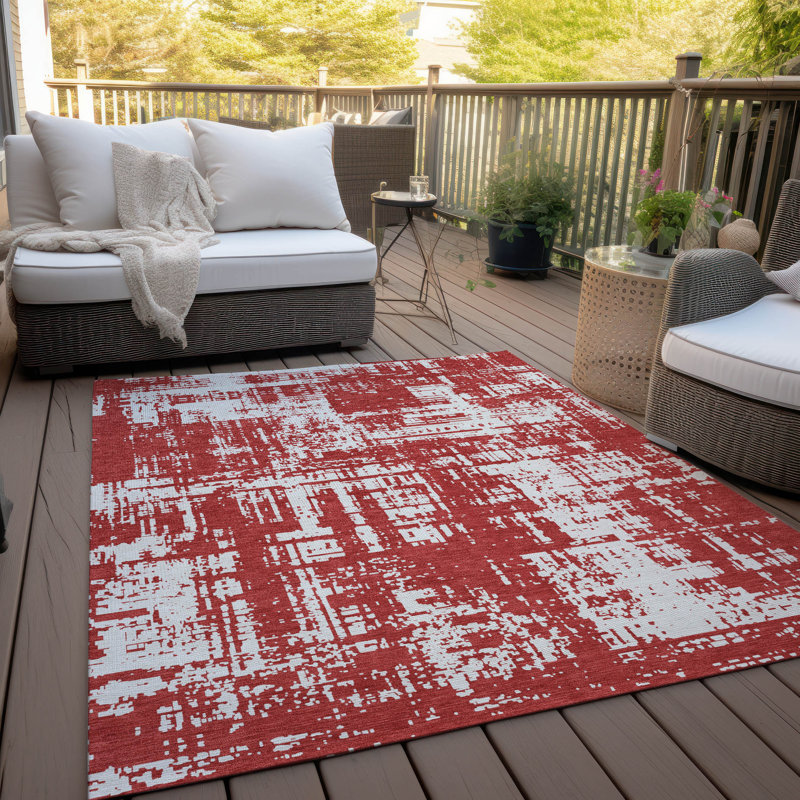 Malek Indoor/Outdoor Area Rug with Non-Slip Backing, Rectangle 5' x 7'6"