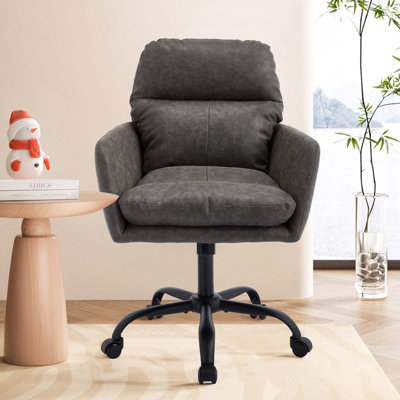 Chaise de bureau réglable en similicuir artificiel avec base noire