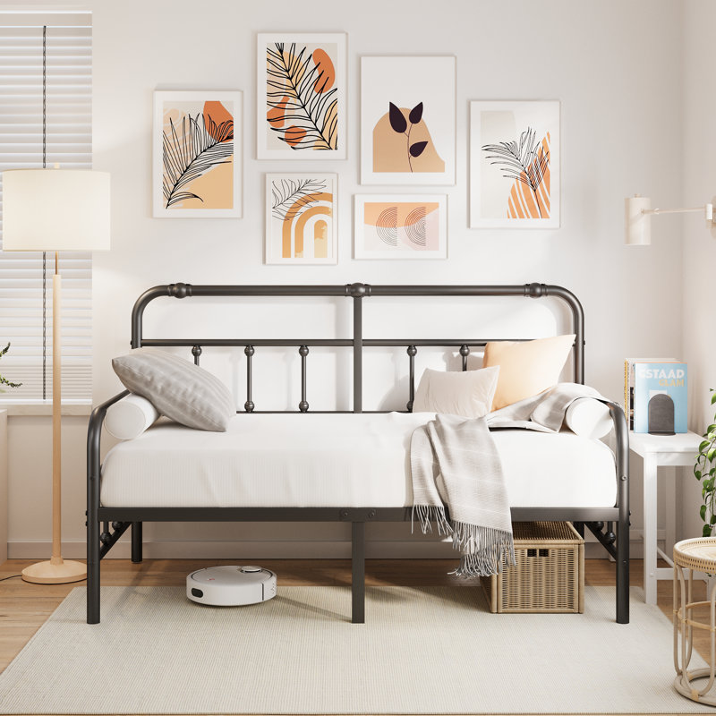 Daybed, Slat Support Sofa Bed Frame, No Box Spring Needed, Black