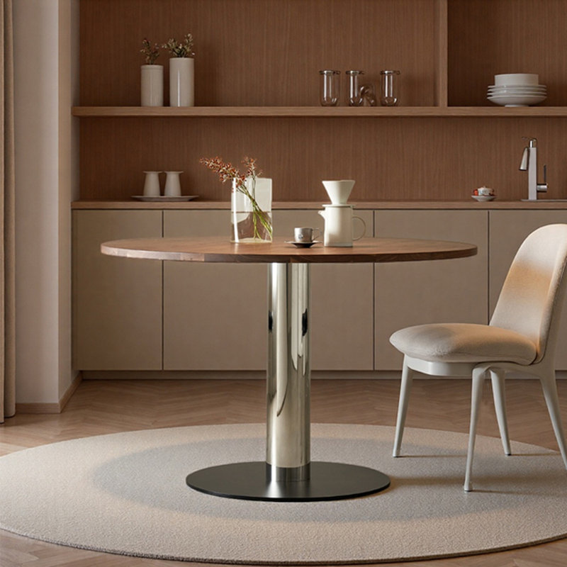 Table ronde moderne en noyer de qualité minimaliste