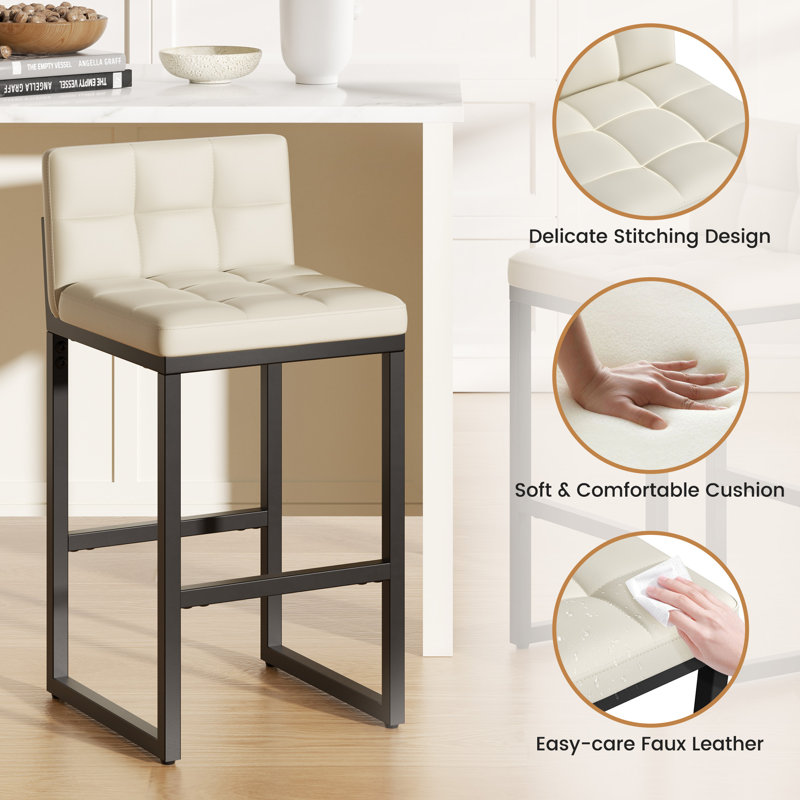 Counter Stool with Metal Frame, Beige