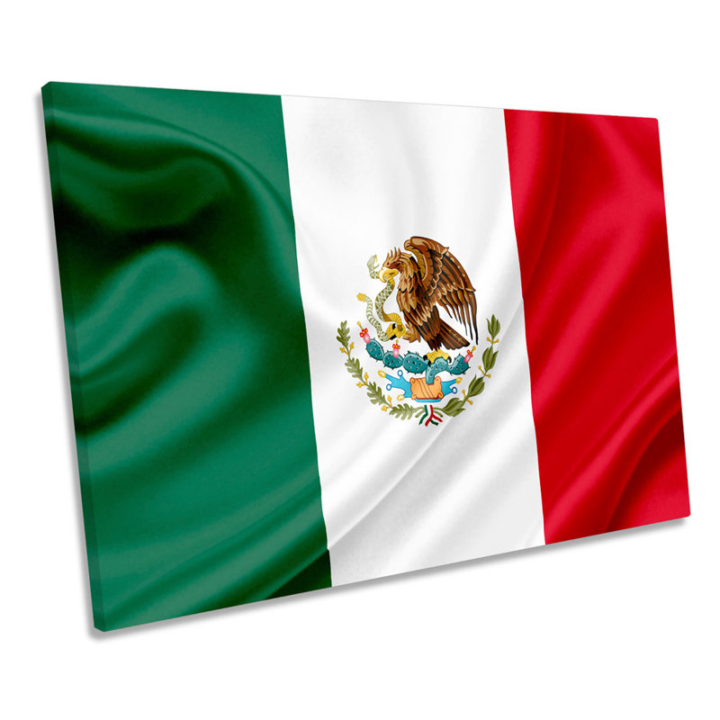 X1774 Mexico Flag - Wrapped Canvas Print, 91.4cm H x 137.2cm W x 4cm D