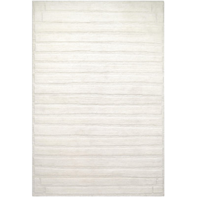 Amani Hand Knotted Wool Striped Area Rug in Cream