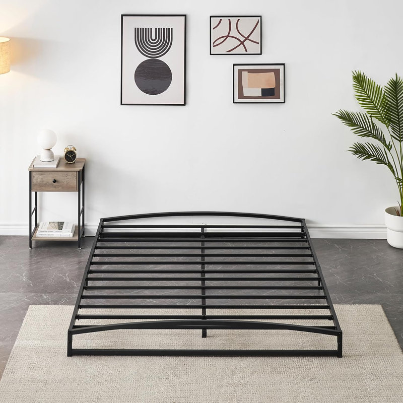 Base de lit basse pleine grandeur - sommier plateforme en métal robuste de 6/10 pouces sans sommier tapissier sans bruit