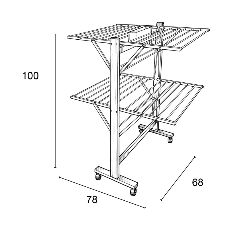 Beech Wood, Alluminium Foldable Freestanding Drying Rack