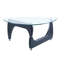 Table basse moderne Weathers - plateau en verre trempé, base en bois manufacturé, table d'appoint de salon-148804812