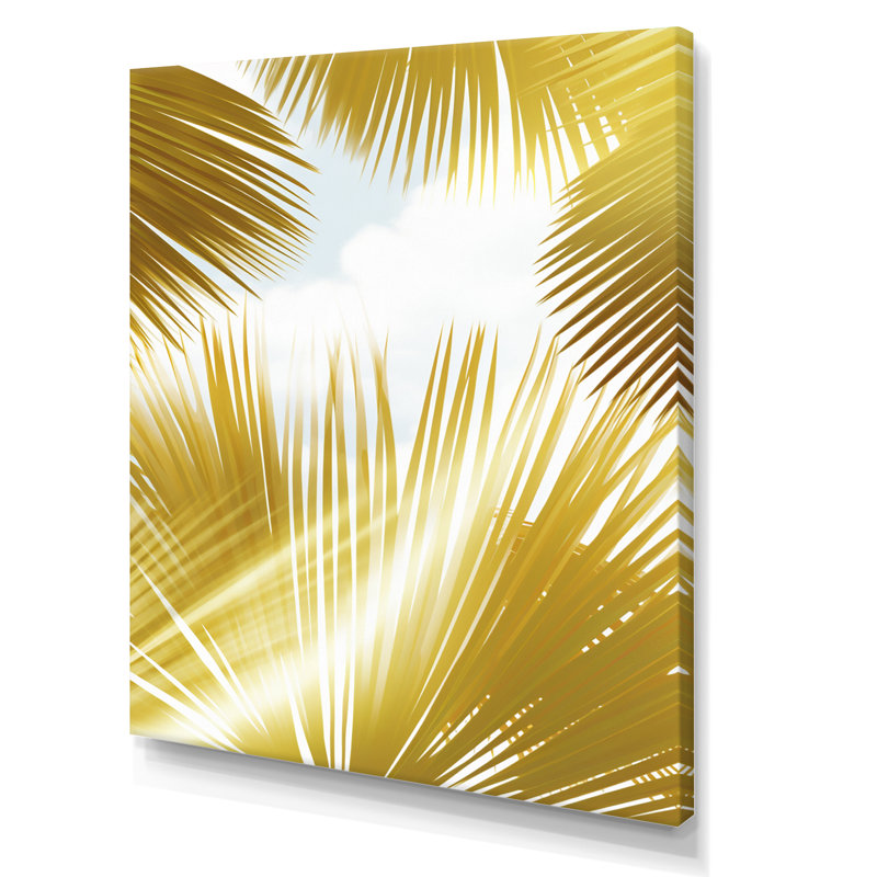 «Tropical Golden Palm Leaves», reproduction sur toile, H 32 po x l 16 po x P 1 po, Toile tendue