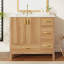 Meuble-lavabo de 36 po en bois avec cadre en bois massif, 2 portes à fermeture douce, 4 tiroirs à fermeture douce, tablette réglable, armoire de rangement moderne