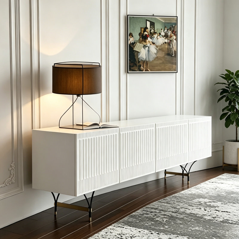 Meuble télé italien minimaliste et luxueux, Blanc