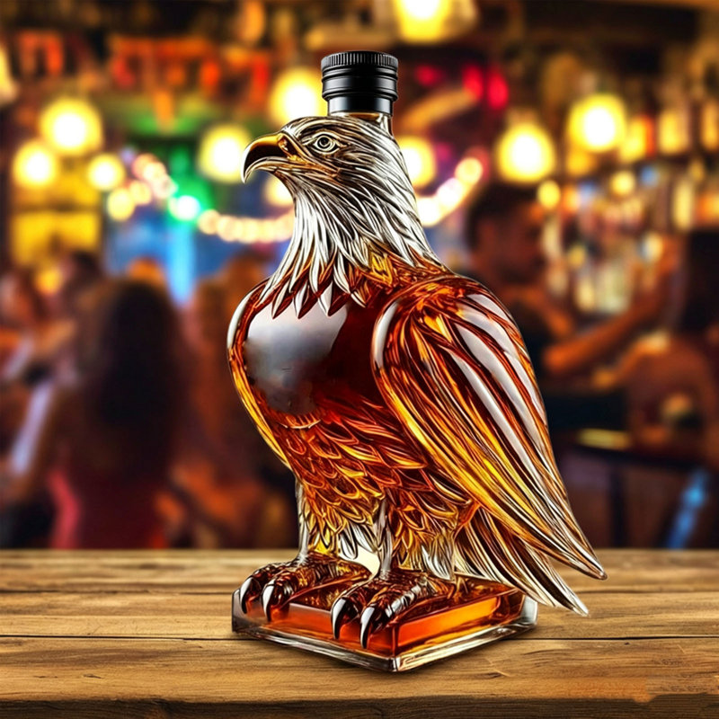 Forme de bouteille d'eau carafe à whisky soufflée à la main verre de liqueur en verre borosilicaté sans plomb bouchon de bar cadeau pour les hommes