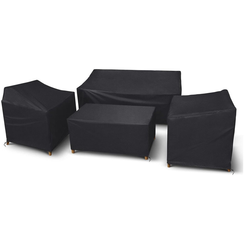 Outdoor Conversation Set Cover, 13" H x 35" W x 20" D, Black