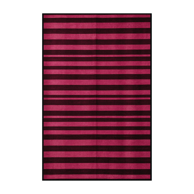 Tapis rouge à rayures horizontales lavable à la machine, Rectangle de 5 pi x 8 pi