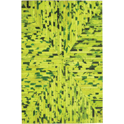 Area Cowhide Abstract Area Rug in Green