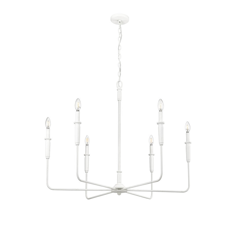 Savanne 6 - Light Candle Style Classic / Traditional Chandelier, Textured White