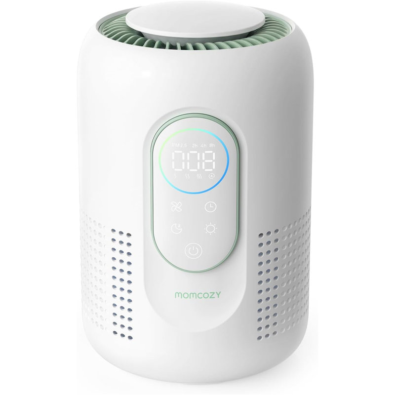 Purificateur d'air pour bébé 4 en 1 HEPA pour chambre à coucher avec 4 vitesses de ventilation en mode veille de 21 dB, veilleuse à intensité variable