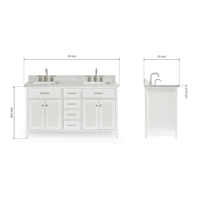 Kensington 73'' W Double Vanity, Gray, 73", Rectangular