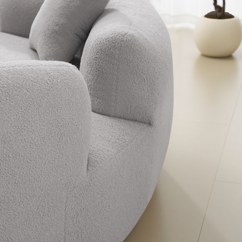 66,93 pouces, causeuse courbée à compression et éponge, tissu en velours, Gris