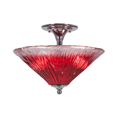 Semi-Flush 2 Bulbs With 16" Crystal Glass