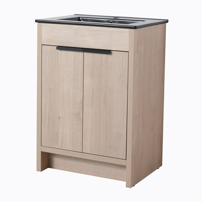 Meuble-lavabo simple autoportant 24 po avec plateau en céramique Lujuana