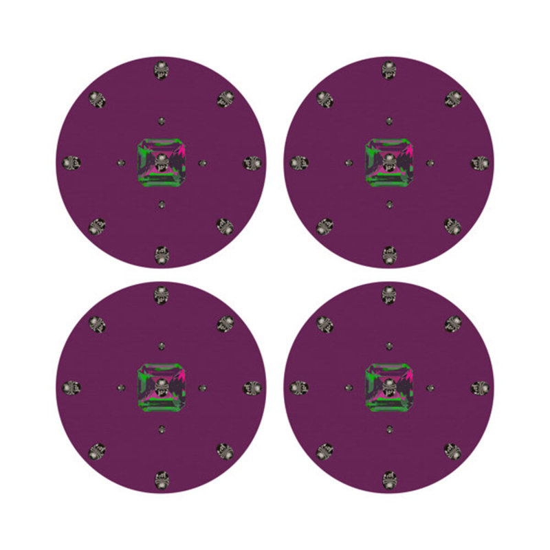 Sous-verres ronds en cuir Asscher, Pluie mauve