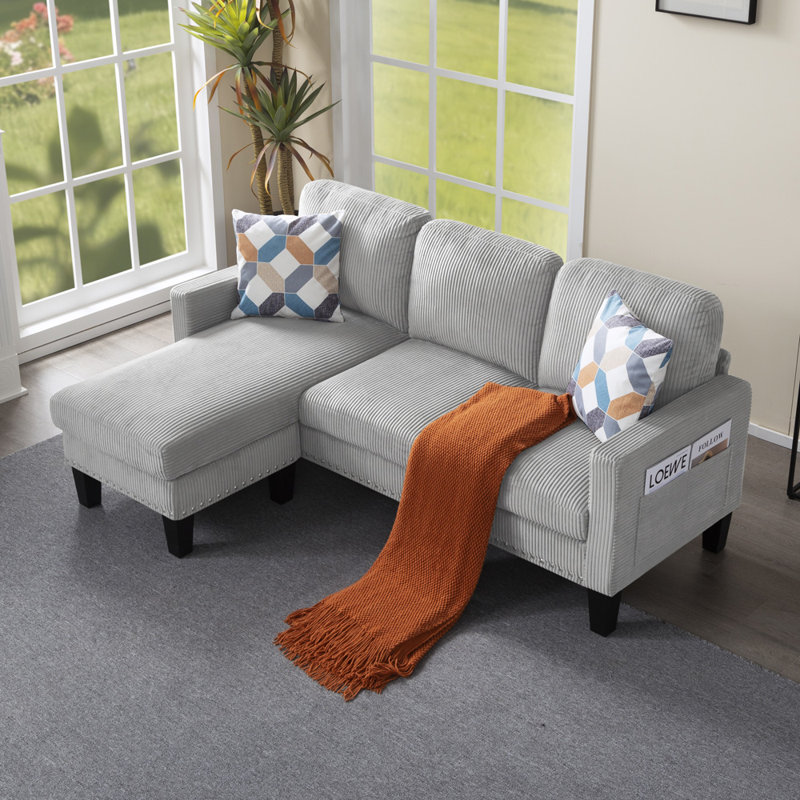 Canapé modulaire large 72,64 po, Gris clair ; noir