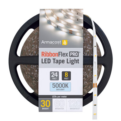 RibbonFlex Pro, 24 V, 5 000 K, 30 DEL / M, IP20, bande lumineuse sous l'armoire 2,5 M