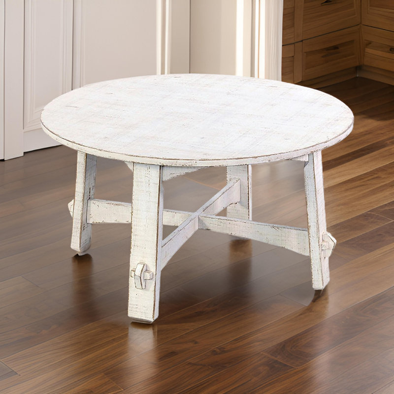 Solid Wood Single Coffee Table, White