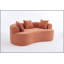 Canapé en forme de croissant, conception moderne à dossier bas avec coussins profonds, grand canapé à deux places rempli de mousse auto-gonflant ne nécessitant aucun assemblage. (Tissu chenille gris)-129158286