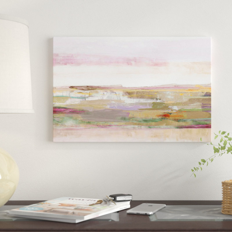 «Pink Landscape», reproduction sur toile, H 8 po x l 12 po x P 0,75 po, Pas de tapis, Toile tendue