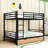 Full Over Full Metal Bunk Bed With Built-In Ladder And Storage Drawers