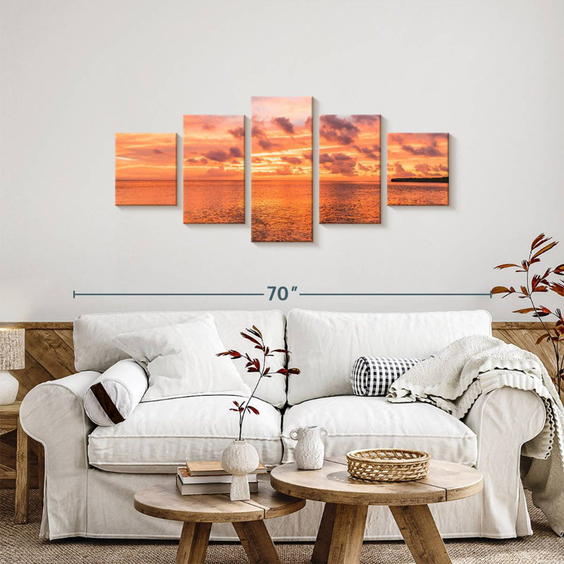Curacao Sunset Seascape, H 24 po x l 55 po