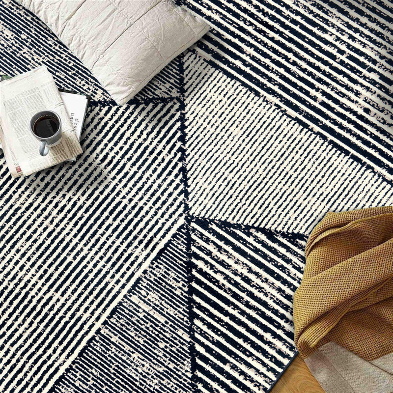 Tapis contemporain délavé à motif géométrique, Rectangle 7 pi 10 po x 10 pi