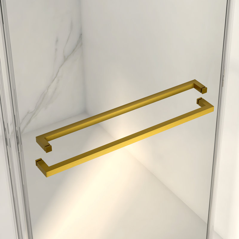 56-60"W X 70"H Frameless Double Sliding Shower Door,5/16" (8Mm) Thick SGCC Tempered Clear Glass, Brushed Gold