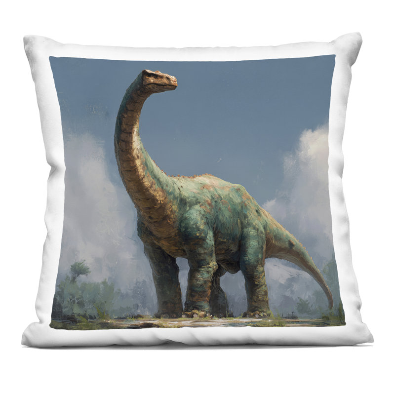 Coussin Colossal Brontosaurus in Meadow, imprimé par Wumples