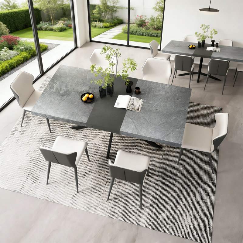 Retro Rectangular Extendable Dining Table With Storage Box, Sturdy Iron Base And Durable Triamine Top For Flexible Everyday Use.