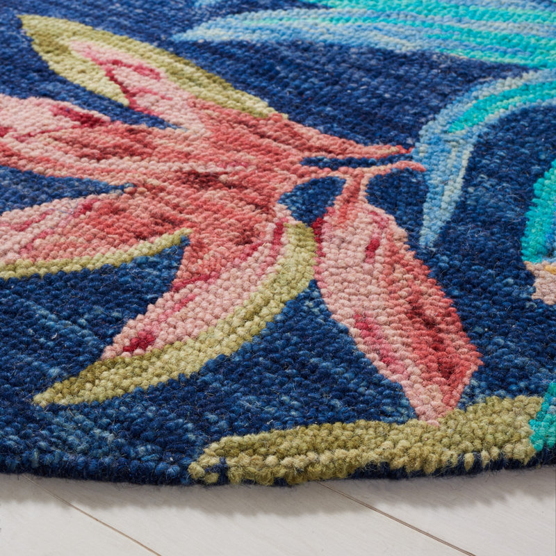 Tapis floral en laine touffeté à la main Toro, Rond 3 pi