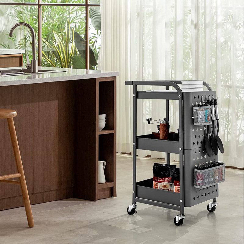 Metal Kitchen Cart, Dark Grey