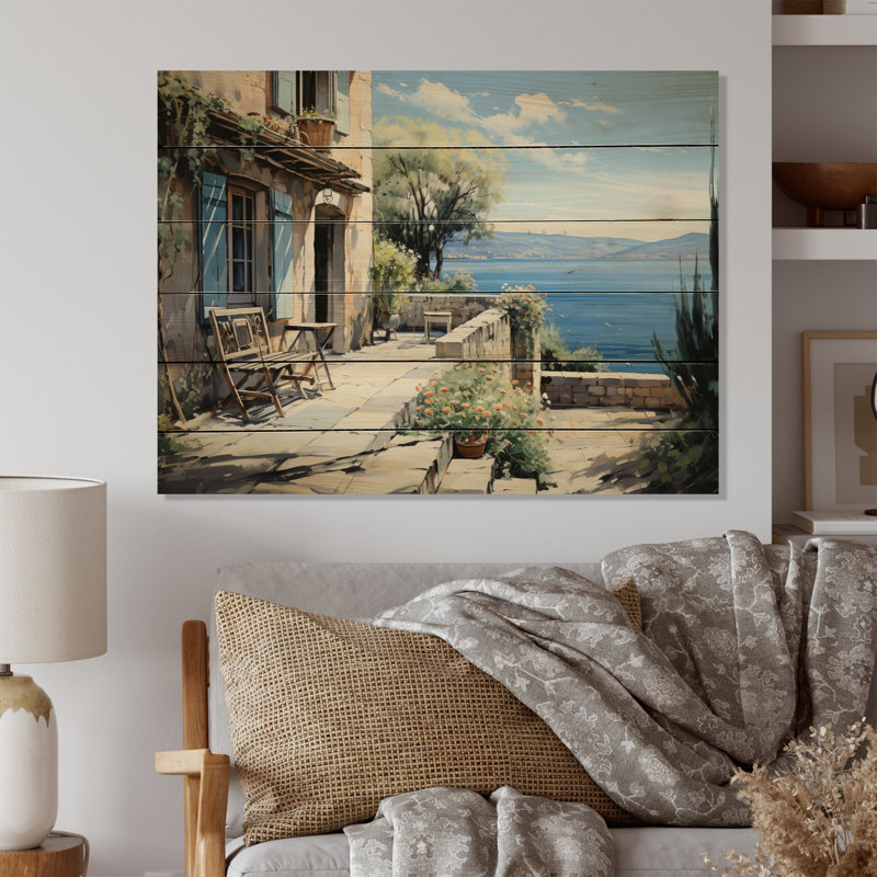 Retraite côtière française à Cannes I sur impression sur bois, H 30 po x l 40 po x P 0,78 po