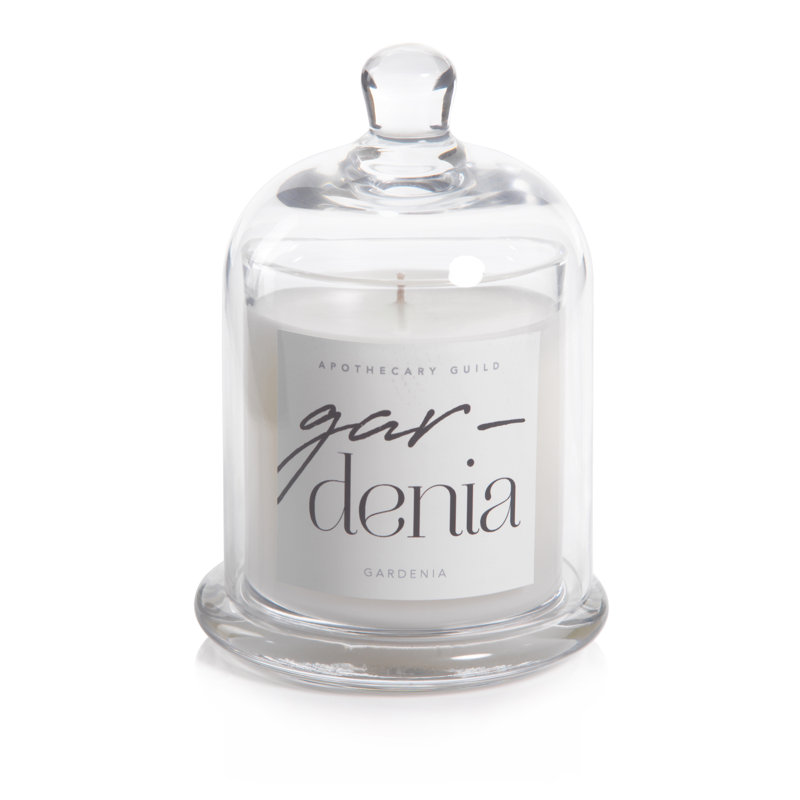 Gardenia Scented Jar Candle with Glass Dome