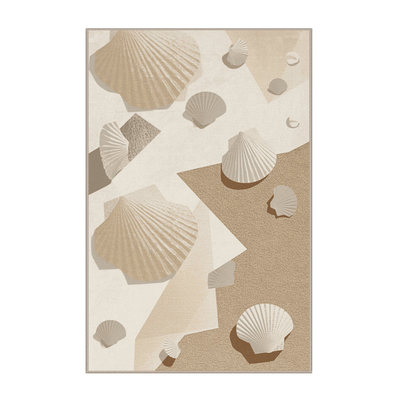 Machine Washable Gregorey Coastal Geometric Rug in Beige – Beige Binding, 2x4