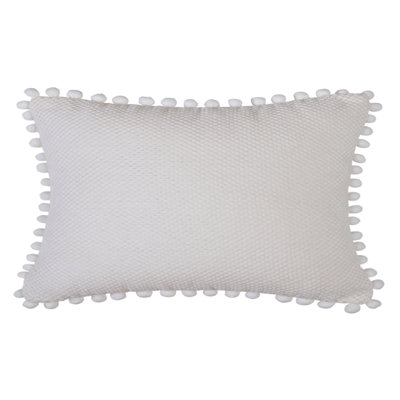 Pom-poms Cotton Blend Reversible Throw Pillow