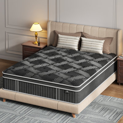 Queen Size Mattress Medium Firm Pocket Spring,14" Gel Memory Foam Mattress in a Box Euro Top