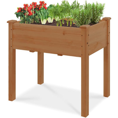 Raised Garden Bed, In Wood Planter Box Stand for Backyards, Patios & Balconies with Bed Liner & 200lb Capacity