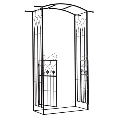 51.5 W x 19.3 D Metal Arbor with Gate and in Black
