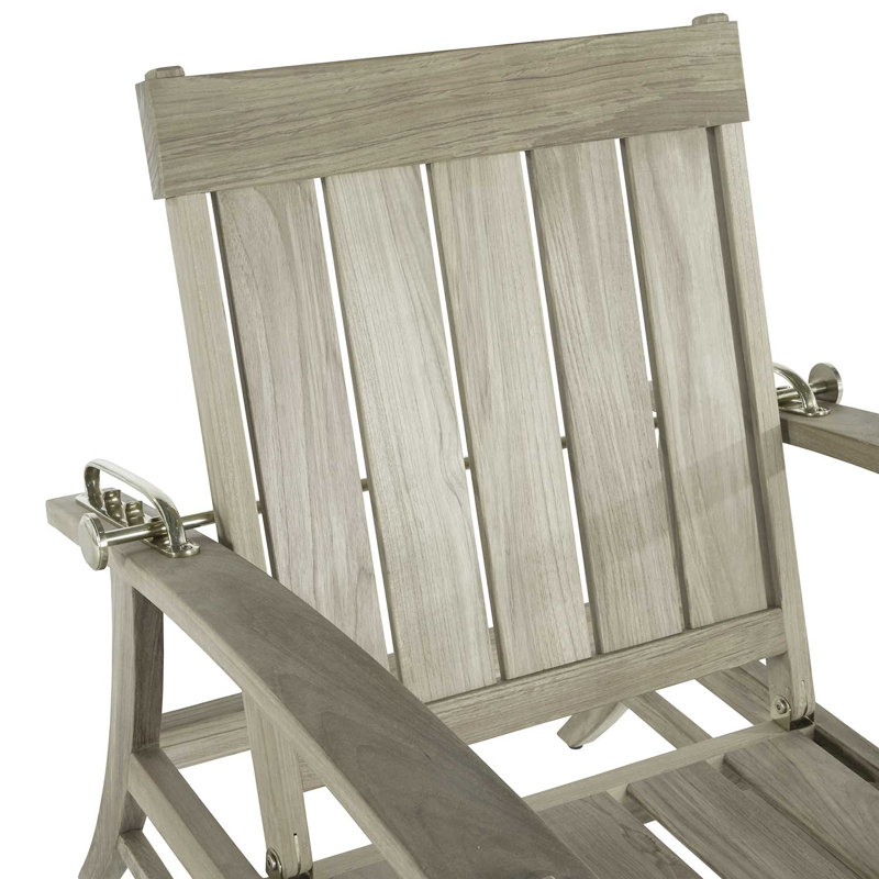 Croquet Teak Patio Chair with Cushions, Rollo Chambray InsideOut® Linen, Welt, Oyster Teak