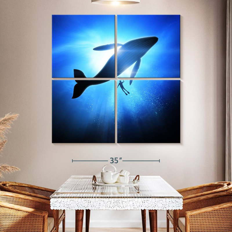 Brampt Diver And Humpback Whale, 50" H x 50" W