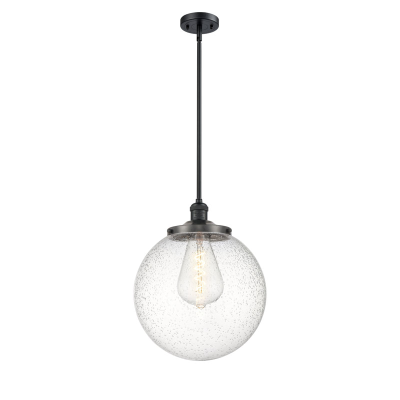 Luminaire suspendu simple à 1 lumière Frederick, Noir mat, Grainé